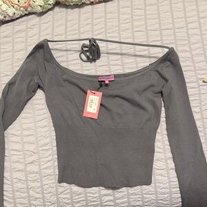 Edikted Gray Off-Shoulder Blouse NEW